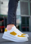 KB-X8 Kuback Beyaz Cilt Sarı Süet Detaylı Beyaz Yüksek Taban Günlük Spor Ayakkabı