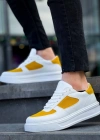 KB-X8 Kuback Beyaz Cilt Sarı Süet Detaylı Beyaz Yüksek Taban Günlük Spor Ayakkabı