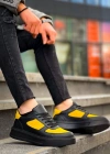 KB-X8 Kuback Siyah Sarı Cilt Yüksek Taban Günlük Spor Ayakkabı