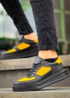 KB-X8 Kuback Siyah Sarı Cilt Yüksek Taban Günlük Spor Ayakkabı