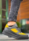 KB-X8 Kuback Siyah Sarı Cilt Yüksek Taban Günlük Spor Ayakkabı