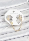 Kelebek Model Pirinç Gold Renk Zincir Bağlantılı Ear Cuff Küpe Seti