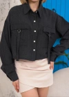 Kemer cepli keten crop gömlek siyah s255350