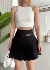 Kemerli pikseli şort etek