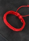 Kırmızı Renk Ayarlamalı İpli Deri Erkek Bileklik