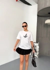 Kısa Kol Baskılı T-shirt - Beyaz