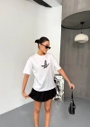 Kısa Kol Baskılı T-shirt - Beyaz