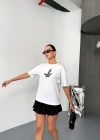 Kısa Kol Baskılı T-shirt - Beyaz
