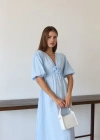 Kısa kollu müslin elbise mavi pt