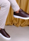 Kişiselleştirilebilir Kalın Ortopedik Tabanlı %100 Deri Sneaker Spor Ayakkabı - Kahverengi