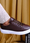 Kişiselleştirilebilir Kalın Ortopedik Tabanlı %100 Deri Sneaker Spor Ayakkabı - Kahverengi