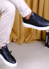 Kişiselleştirilebilir Kalın Ortopedik Tabanlı %100 Deri Sneaker Spor Ayakkabı - Siyah - Beyaz