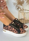 Kity Leopar Saten Bağcıklı Spor Ayakkabı