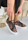 Kity Leopar Saten Bağcıklı Spor Ayakkabı