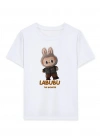 Kız Labubu Çocuk Baskılı T-Shirt - Beyaz
