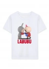 Kız Labubu Çocuk Baskılı T-Shirt - Beyaz