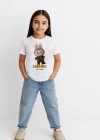 Kız Labubu Çocuk Baskılı T-Shirt - Beyaz
