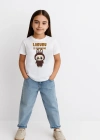 Kız Labubu Çocuk Baskılı T-Shirt - Beyaz