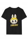 Kız Labubu Çocuk Baskılı T-Shirt - Siyah