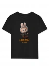 Kız Labubu Çocuk Baskılı T-Shirt - Siyah