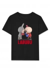 Kız Labubu Çocuk Baskılı T-Shirt - Siyah