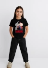 Kız Labubu Çocuk Baskılı T-Shirt - Siyah