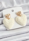 Krem Kalp Figürlü Hasır Örgü Model Gold Renk Kadın Küpe