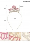 Kristal Taşlı Pembe Birthday Princess Yazılı Parti Tacı 19x11 cm