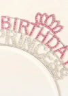 Kristal Taşlı Pembe Birthday Princess Yazılı Parti Tacı 19x11 cm