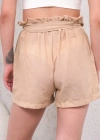 Kuşaklı keten şort bej s255265