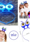 Led Işıklı & Pilli 3 Farklı Modda Yanan Uzaylı Göz Parti Tacı Mavi Renk 18x12 cm