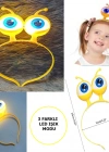Led Işıklı & Pilli 3 Farklı Modda Yanan Uzaylı Göz Parti Tacı Sarı Renk 18x12 cm