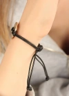 LUCKY (Şanslı) Siyah Deri İpli Unisex Mood Bileklik