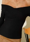 Madonna Çapraz Yaka Bluz Siyah t4331