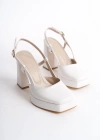 Mety Beyaz Cilt Topuklu Ayakkabı