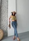Mom fit bıyık kar yıkama jeans pantolon koyu mavi d2006