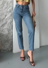 Mom fit kar yıkama bıyık detaylı jeans pantolon d2006