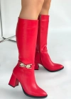 Mooni Kırmızı Cilt Topuklu Çizme