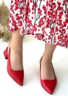Morji Kırmızı Cilt Topuklu Ayakkabı