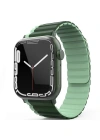Movenchy Apple Watch 42mm MO-WB1 Çift Renk Mıknatıslı Silikon Kordon - Koyu Yeşil-Açık Yeşil
