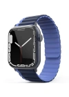 Movenchy Apple Watch 42mm MO-WB1 Çift Renk Mıknatıslı Silikon Kordon - Lacivert-Mavi