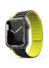 Movenchy Apple Watch 42mm MO-WB1 Çift Renk Mıknatıslı Silikon Kordon - Siyah-Sarı