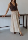 Müslin kumaş keten uzun etek bej pt
