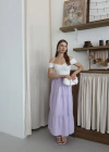 Müslin kumaş keten uzun etek lila pt
