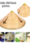 Naturel Renk Cambodia Kamboçyalı Vietnam Şapkası PVC Hasır