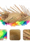 Naturel Renk Püsküllü Örme Hasır Hawaii Luau Aloha Şapka 13x36 cm