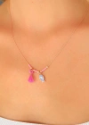 Nazar Boncuklu Pembe Renk Taşlı Rose Bayan Kolye
