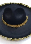 NessiWorld Altın Renk Şeritli Meksika Mariachi Latin Şapkası 55 cm Çocuk