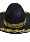 NessiWorld Altın Renk Şeritli Meksika Mariachi Latin Şapkası 55 cm Çocuk