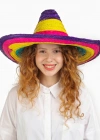 NessiWorld Sombrero Meksikaa Şapkası Renkli Örme Hasır Çocuk Boy